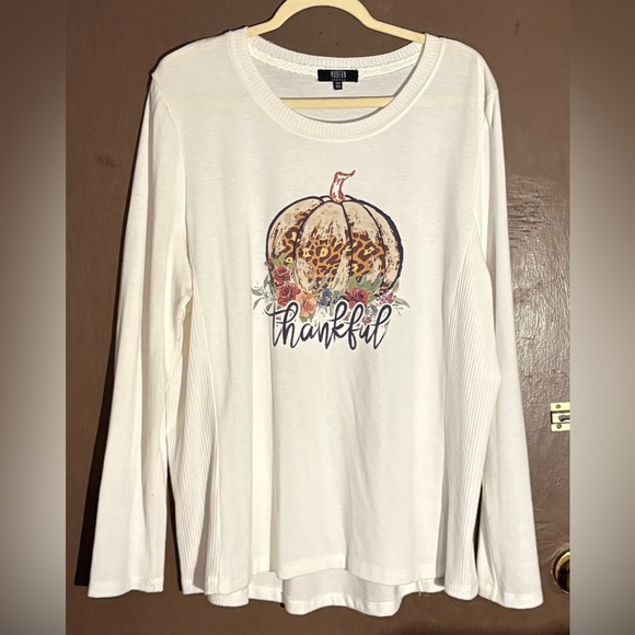 Modern Canvas Tops - Thankful Fall Long Sleeve Shirt Pullover Modern Canvas Pumpkin Thankful.